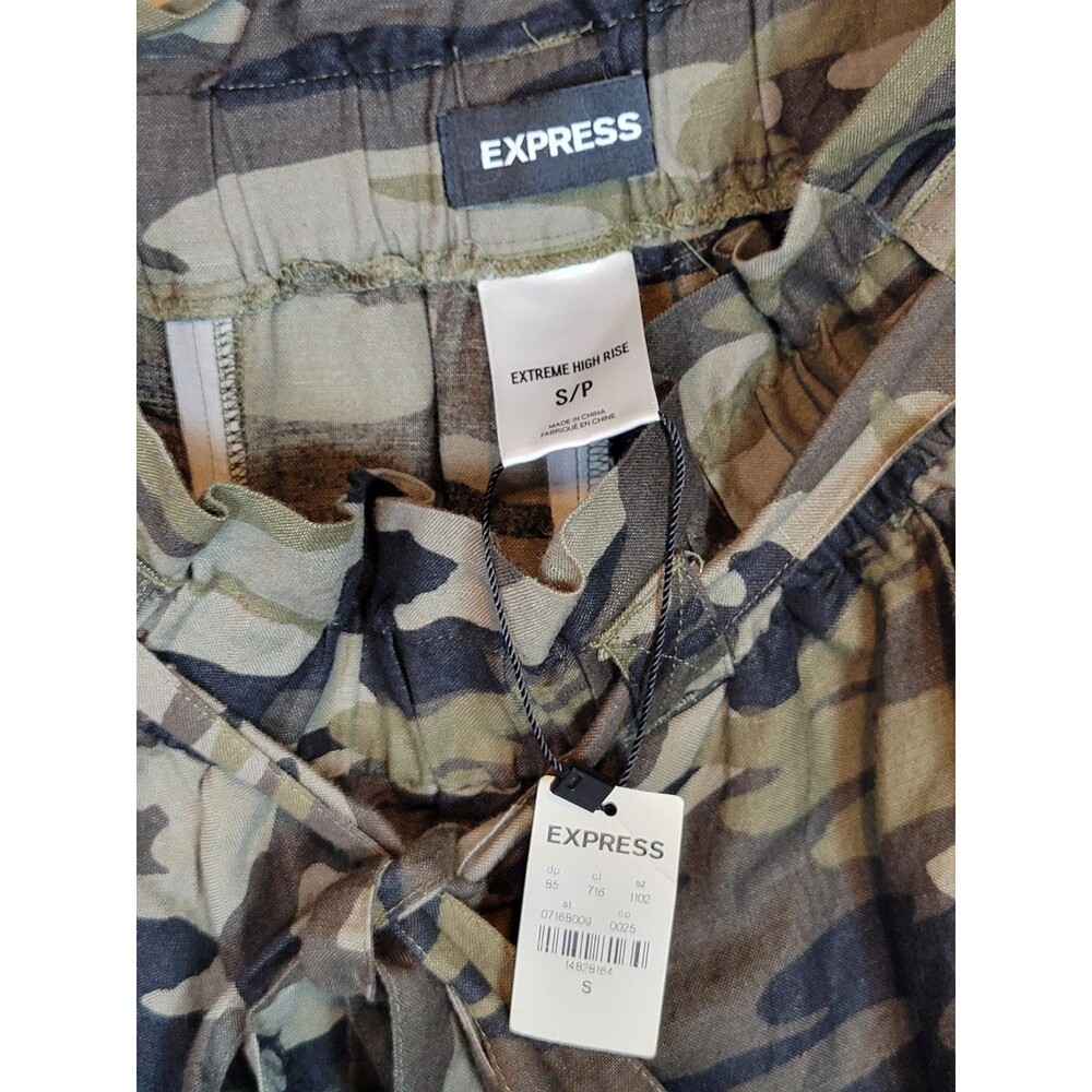 NWT Express Extreme High Rise Camo Joggers Linen Blend Womens Small Pull On - Picture 13 of 14